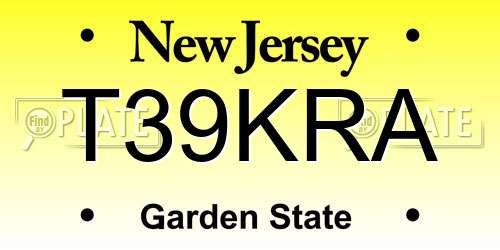 T39KRA New Jersey License Plate