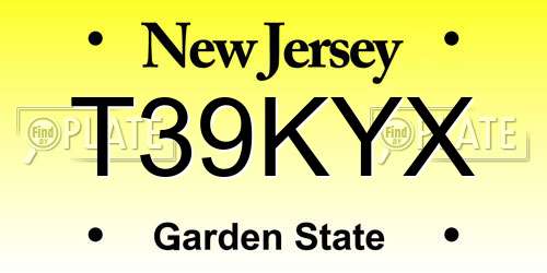 T39KYX New Jersey License Plate