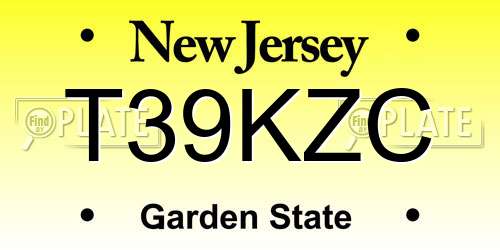 T39KZC New Jersey License Plate