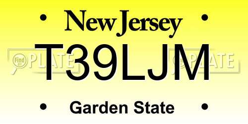 T39LJM New Jersey License Plate