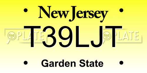 T39LJT New Jersey License Plate