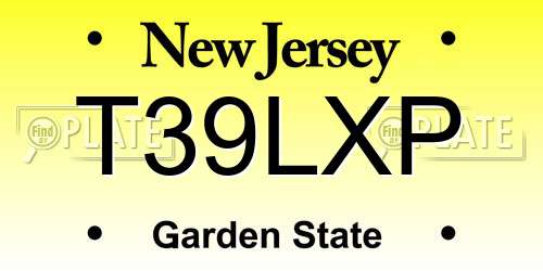 T39LXP New Jersey License Plate