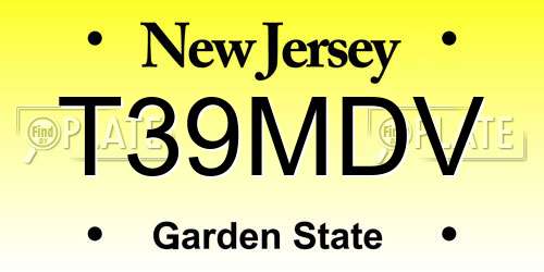 T39MDV New Jersey License Plate