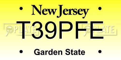T39PFE New Jersey License Plate