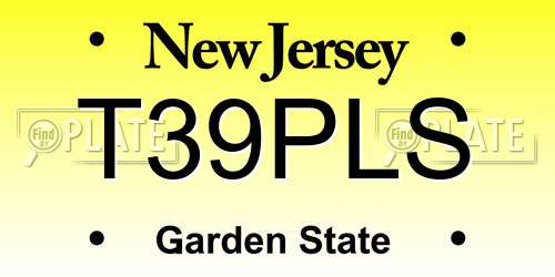T39PLS New Jersey License Plate