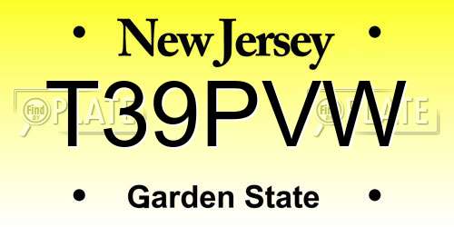T39PVW New Jersey License Plate