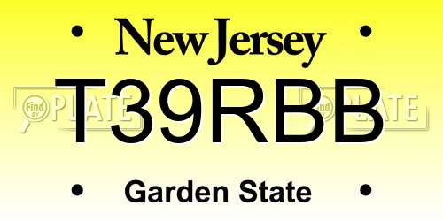 T39RBB New Jersey License Plate