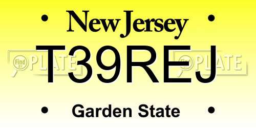 T39REJ New Jersey License Plate