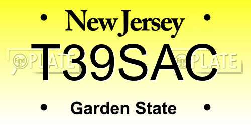 T39SAC New Jersey License Plate