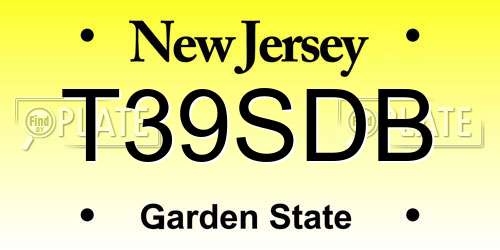 T39SDB New Jersey License Plate