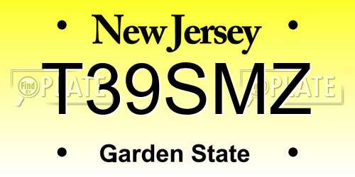 T39SMZ New Jersey License Plate