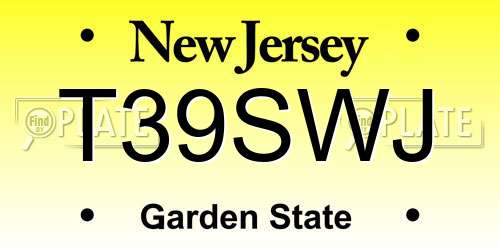 T39SWJ New Jersey License Plate