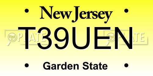 T39UEN New Jersey License Plate