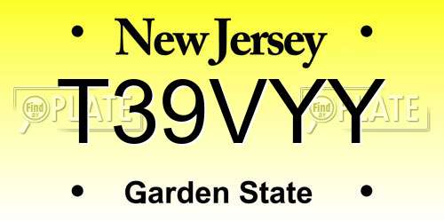 T39VYY New Jersey License Plate