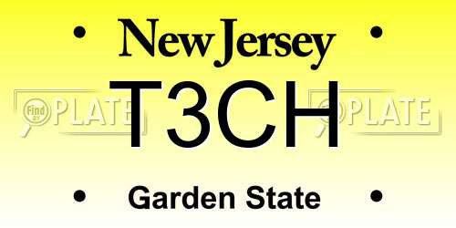 T3CH New Jersey License Plate