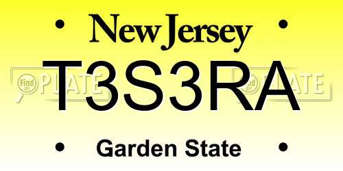 T3S3RA New Jersey License Plate