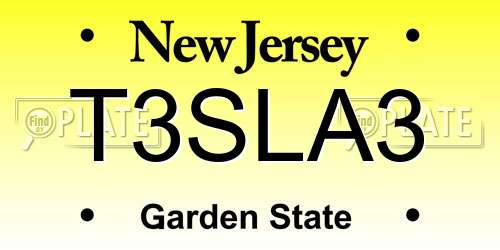 T3SLA3 New Jersey License Plate