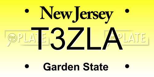 T3ZLA New Jersey License Plate