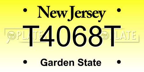 T4068T New Jersey License Plate