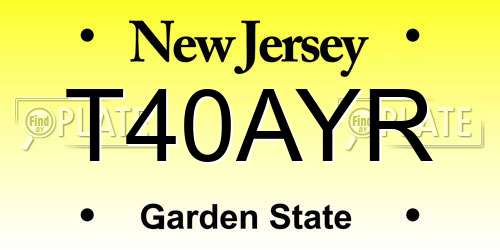 T40AYR New Jersey License Plate