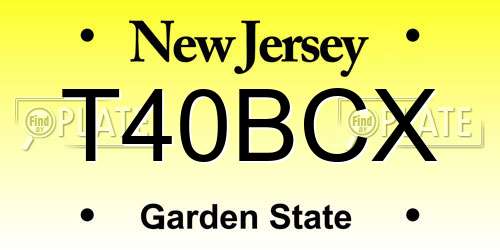 T40BCX New Jersey License Plate