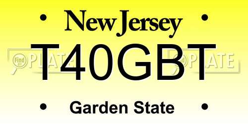 T40GBT New Jersey License Plate
