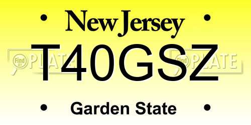 T40GSZ New Jersey License Plate
