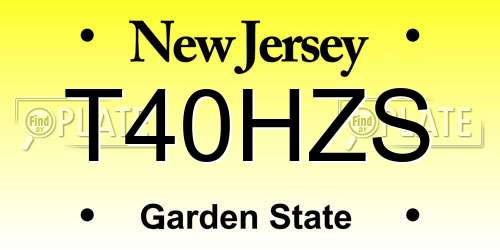 T40HZS New Jersey License Plate