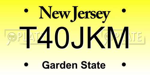 T40JKM New Jersey License Plate