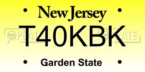 T40KBK New Jersey License Plate