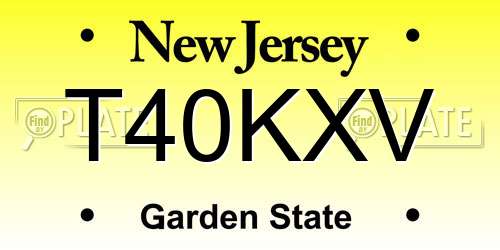 T40KXV New Jersey License Plate