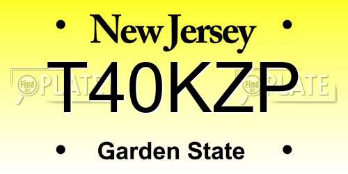 T40KZP New Jersey License Plate
