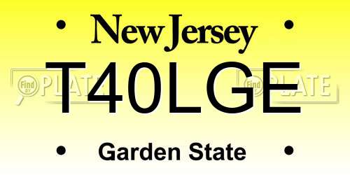 T40LGE New Jersey License Plate