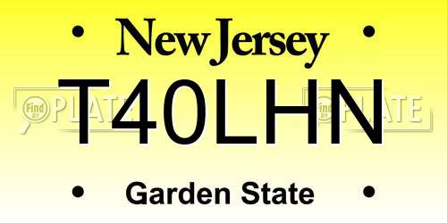 T40LHN New Jersey License Plate