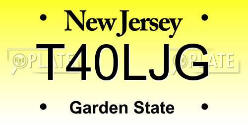 T40LJG New Jersey License Plate