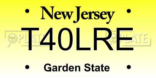 T40LRE New Jersey License Plate