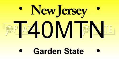 T40MTN New Jersey License Plate