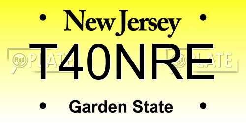 T40NRE New Jersey License Plate