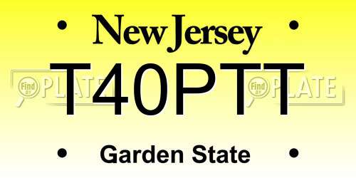 T40PTT New Jersey License Plate