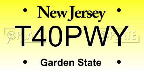 T40PWY New Jersey License Plate