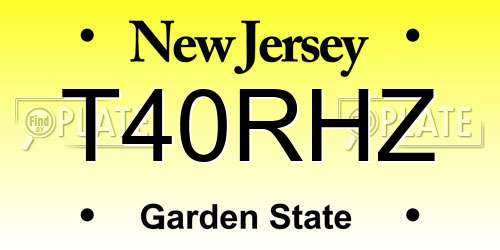 T40RHZ New Jersey License Plate