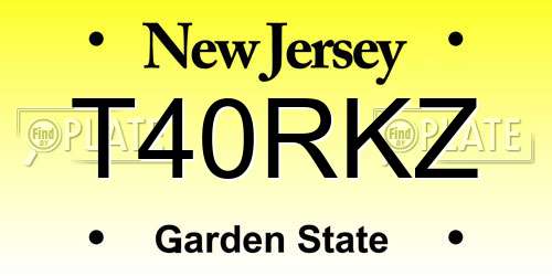 T40RKZ New Jersey License Plate