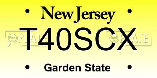 T40SCX New Jersey License Plate