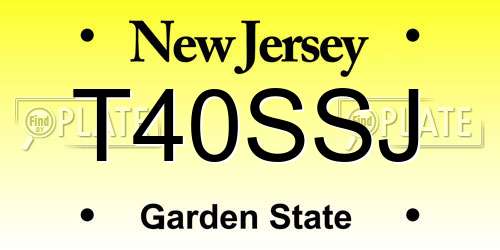 T40SSJ New Jersey License Plate
