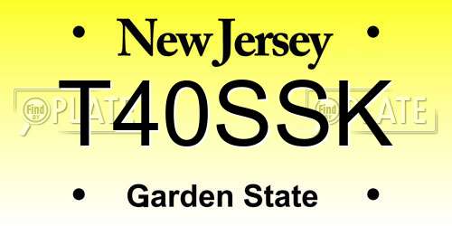 T40SSK New Jersey License Plate