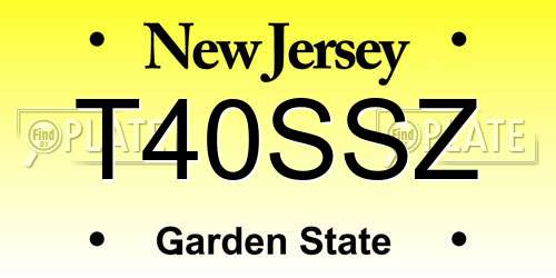 T40SSZ New Jersey License Plate