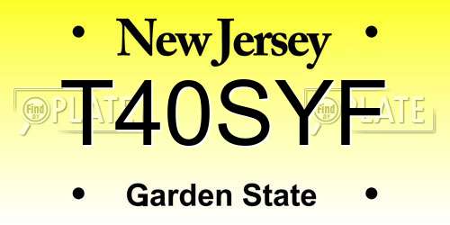 T40SYF New Jersey License Plate