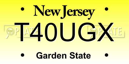 T40UGX New Jersey License Plate