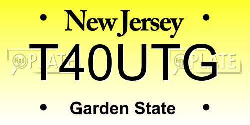 T40UTG New Jersey License Plate