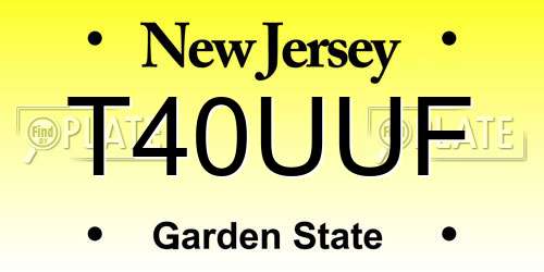 T40UUF New Jersey License Plate